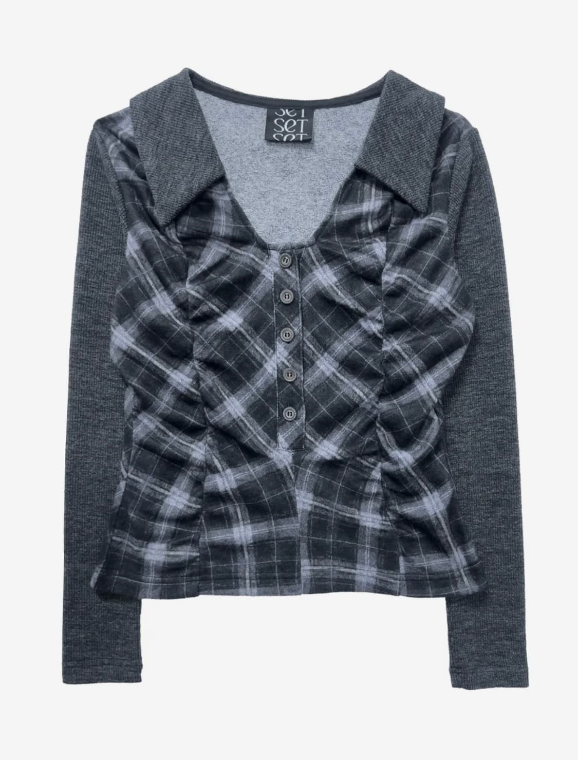 Setsetset 쎄쎄쎄 체크 셔링탑 상품이미지1