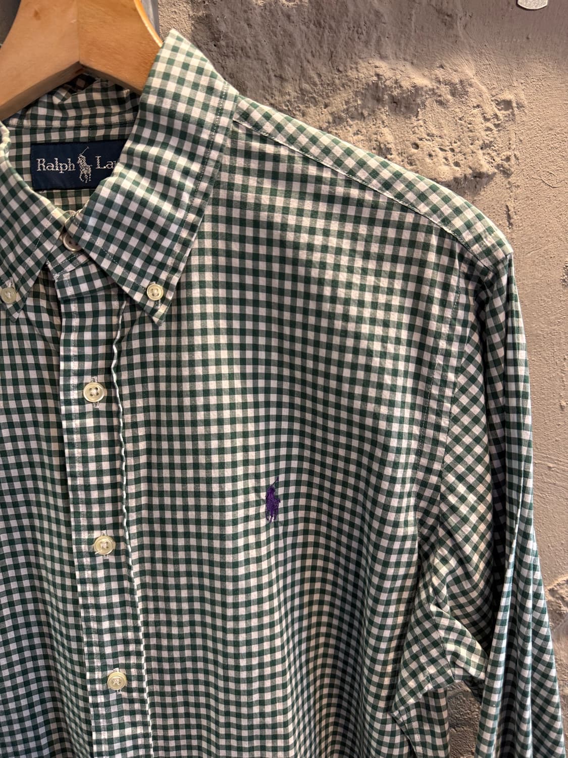 폴로 랄프로렌 POLO 깅엄 체크 버튼다운 셔츠 그린 M 상품이미지3