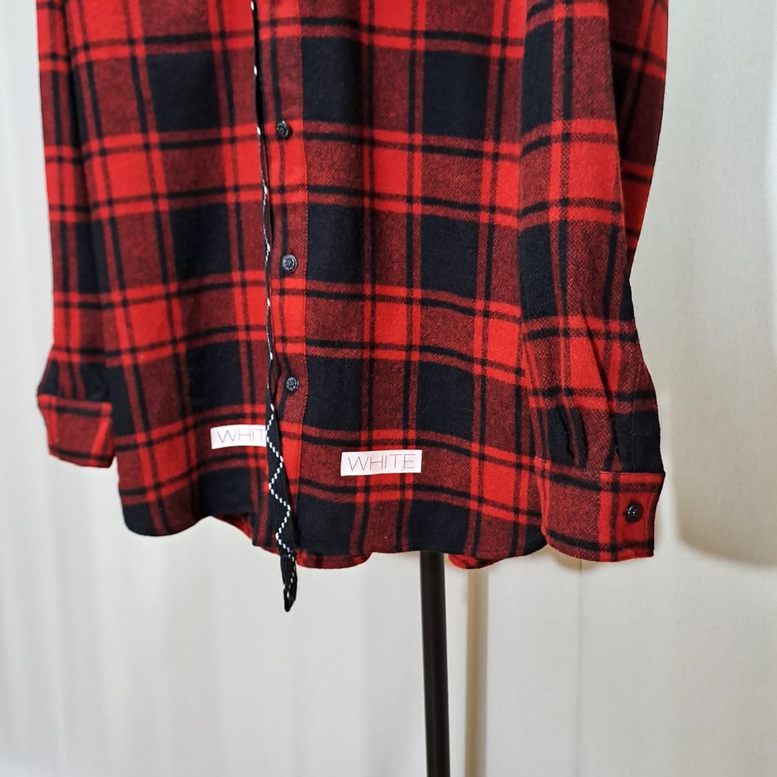 (택포) 오프화이트 플라넬 레드 체크 셔츠 B170 상품이미지3