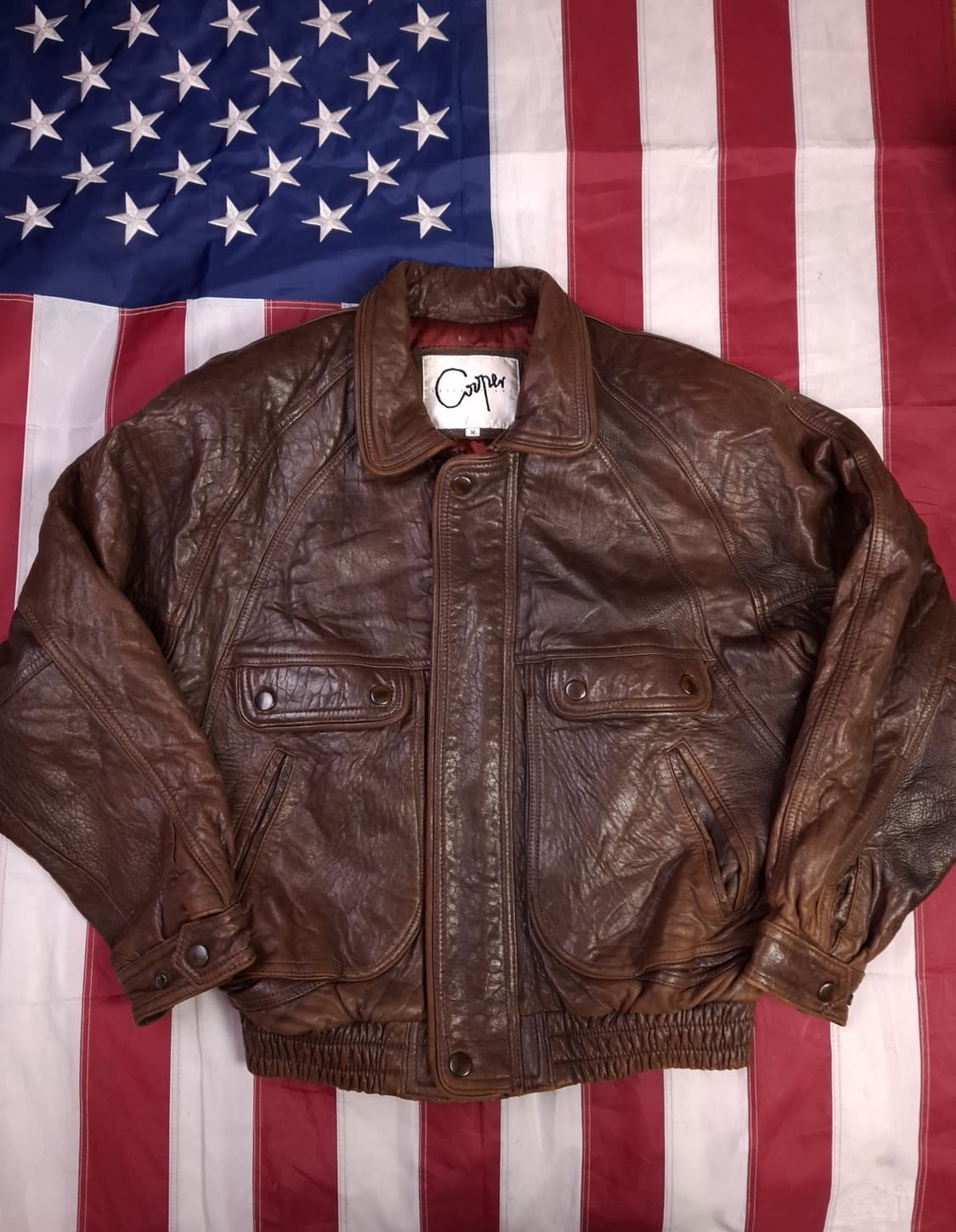 빈티지 90' 국내산 일본수출용 리얼 램스킨 레더 항공자켓 상품이미지1