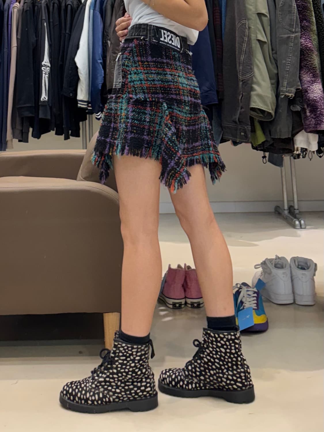 디젤 트위드 체크 미니스커트 상품이미지6