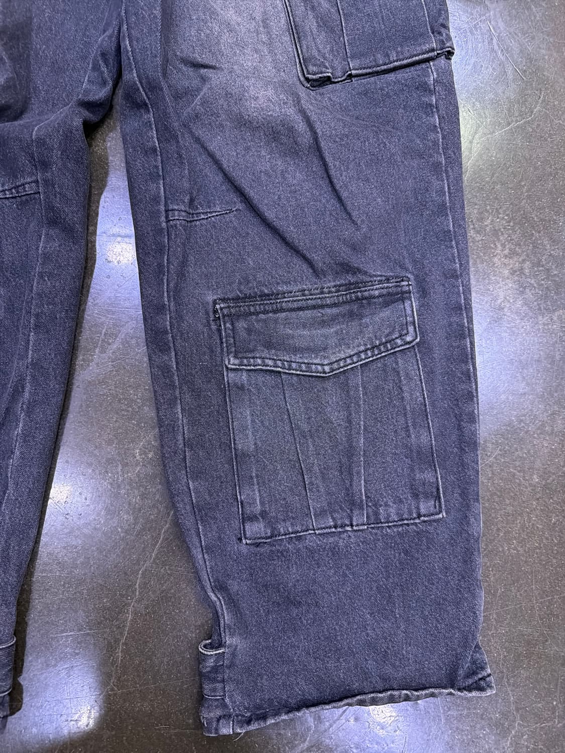 언유즈드랩 블랙 데님 멀티 포켓 카고 와이드 팬츠 M 상품이미지6