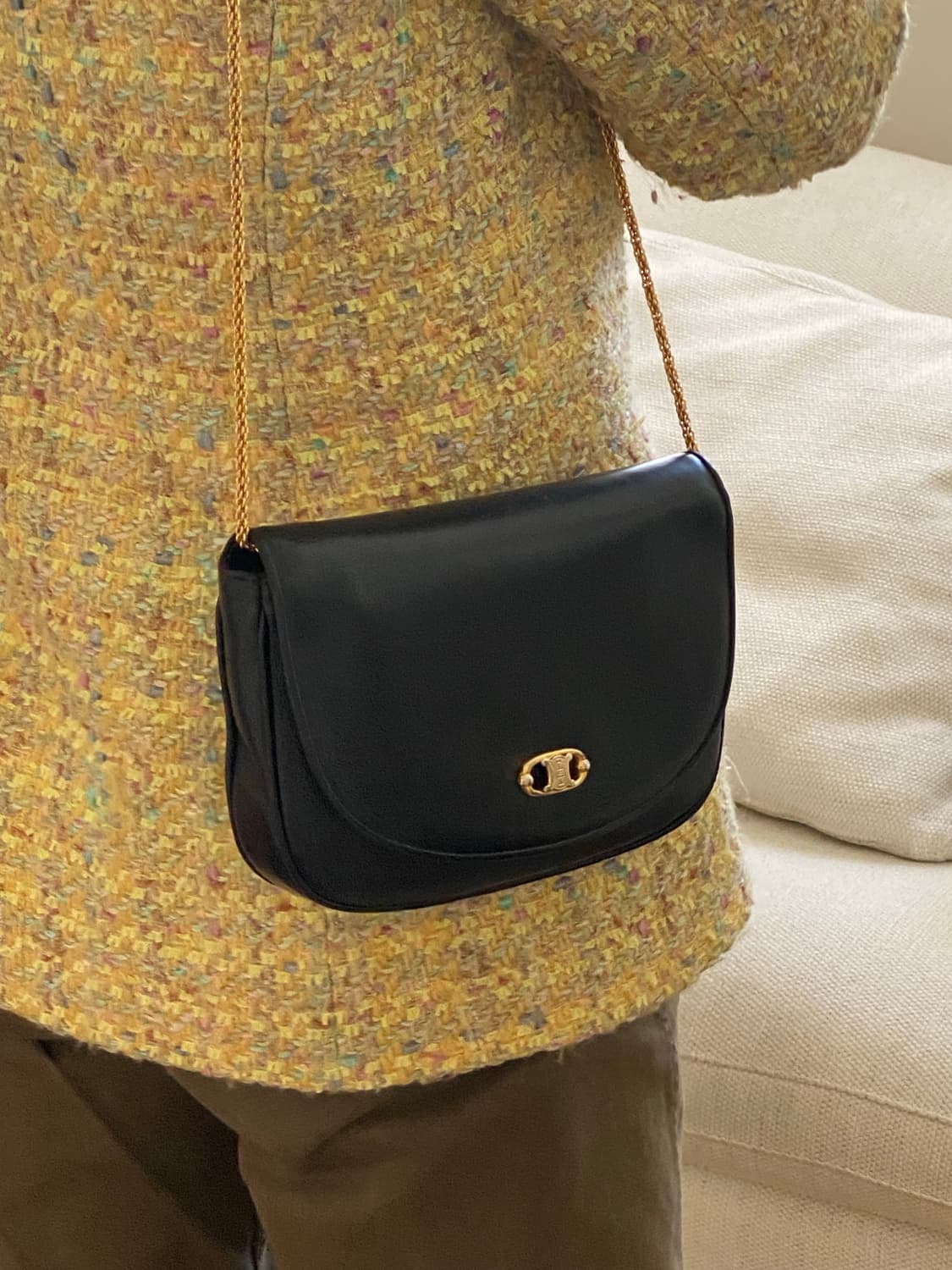 빈티지 셀린 골드 체인 레더 숄더백 상품이미지10