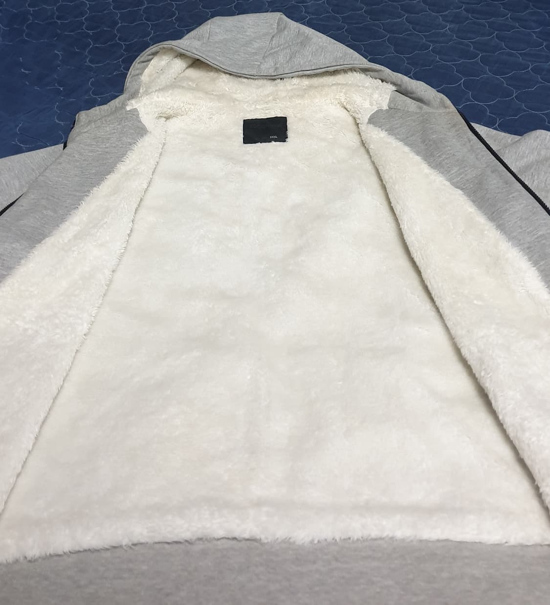 EDconbine 오버핏 보아 후드 짚업 자켓 그레이 (3XL) 상품이미지3