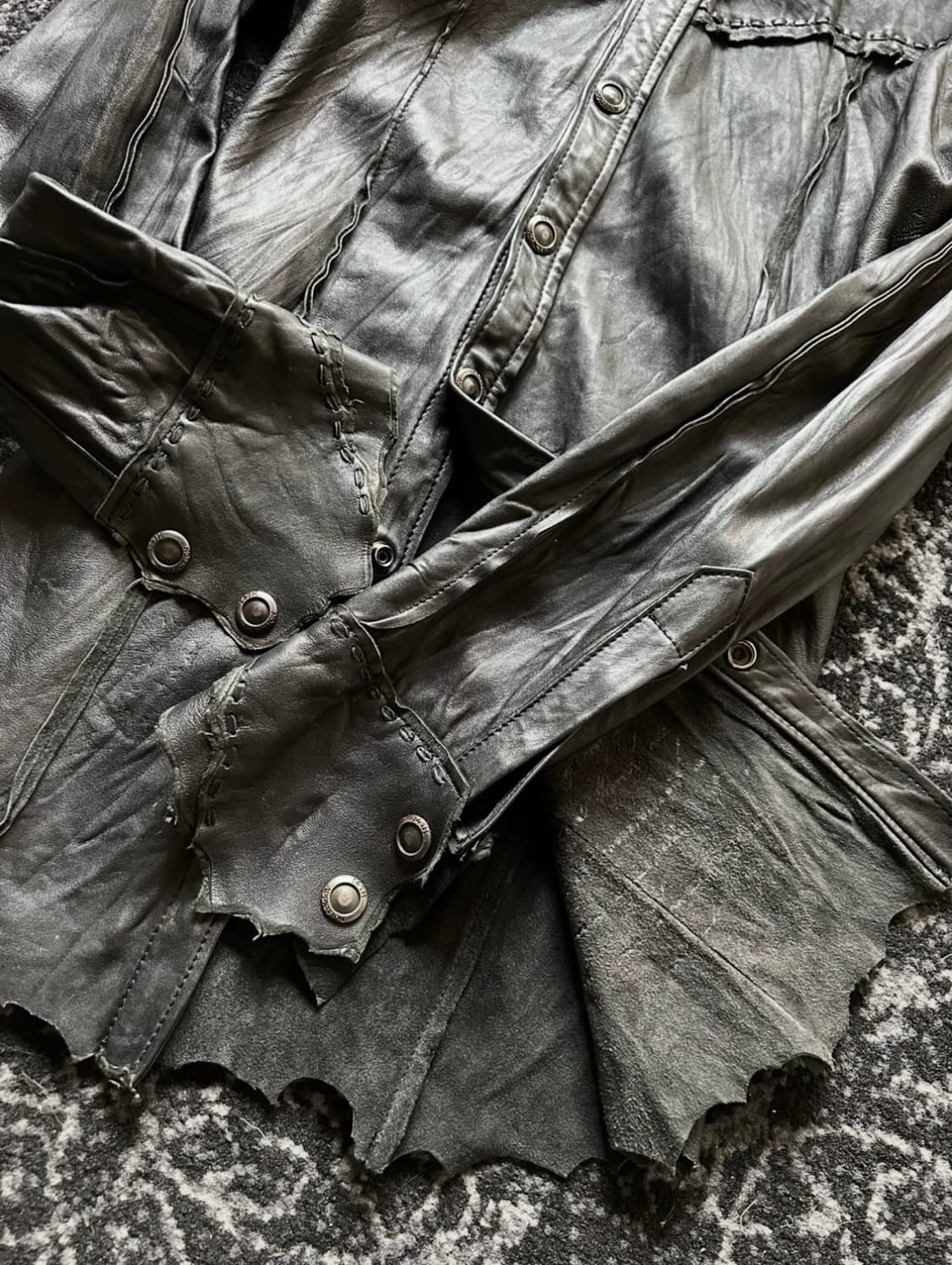 14th addiction rare cutting leather shir 상품이미지2