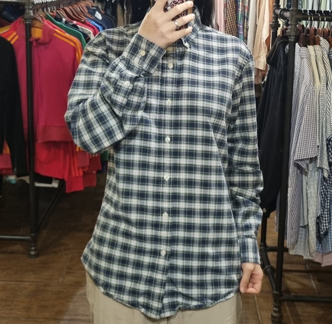 [Hi] polo 폴로 긴팔 체크셔츠 네이비 상품이미지4