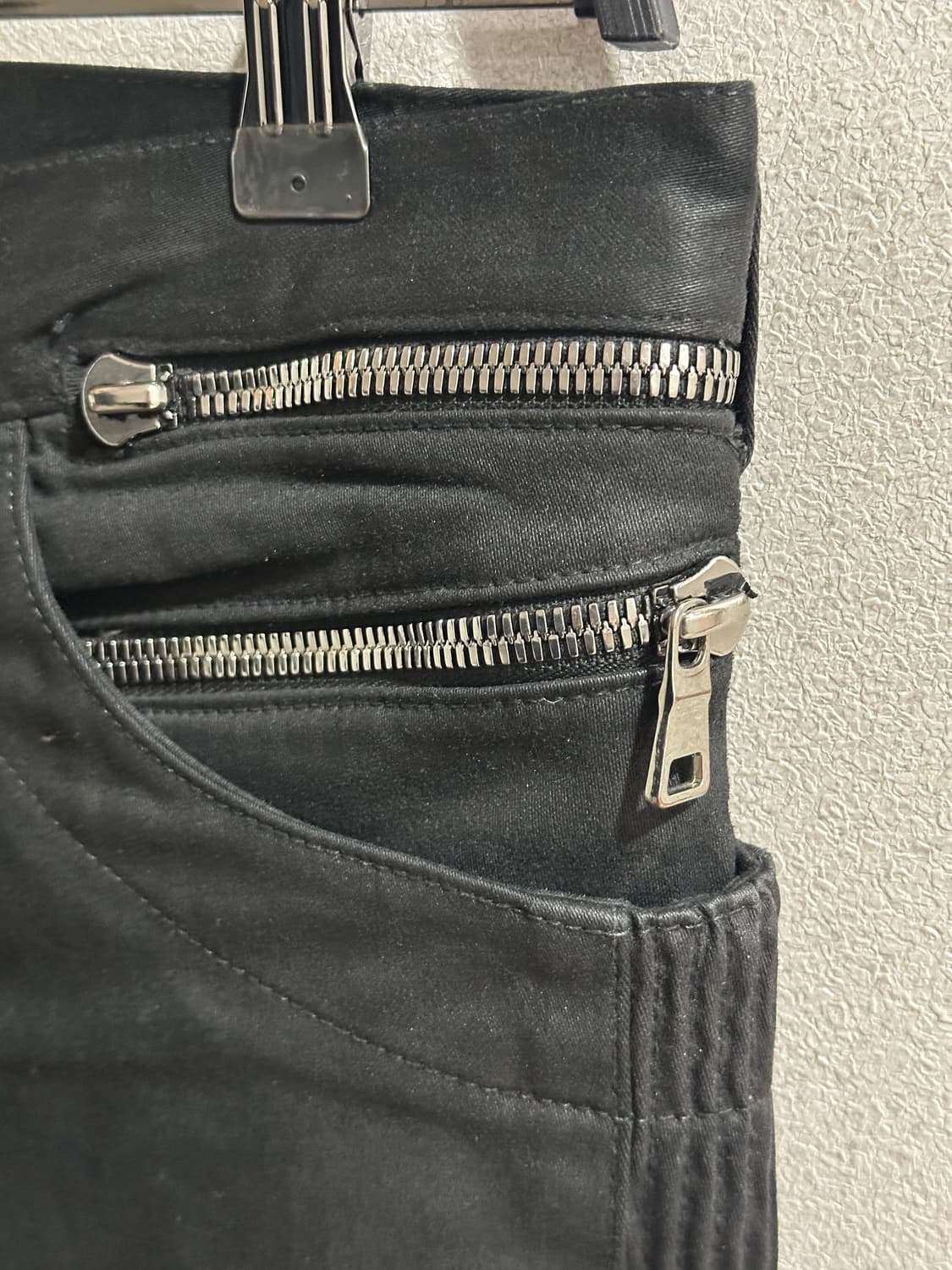 발망 블랙 왁스 코팅 더블지퍼 바이커 진 상품이미지9