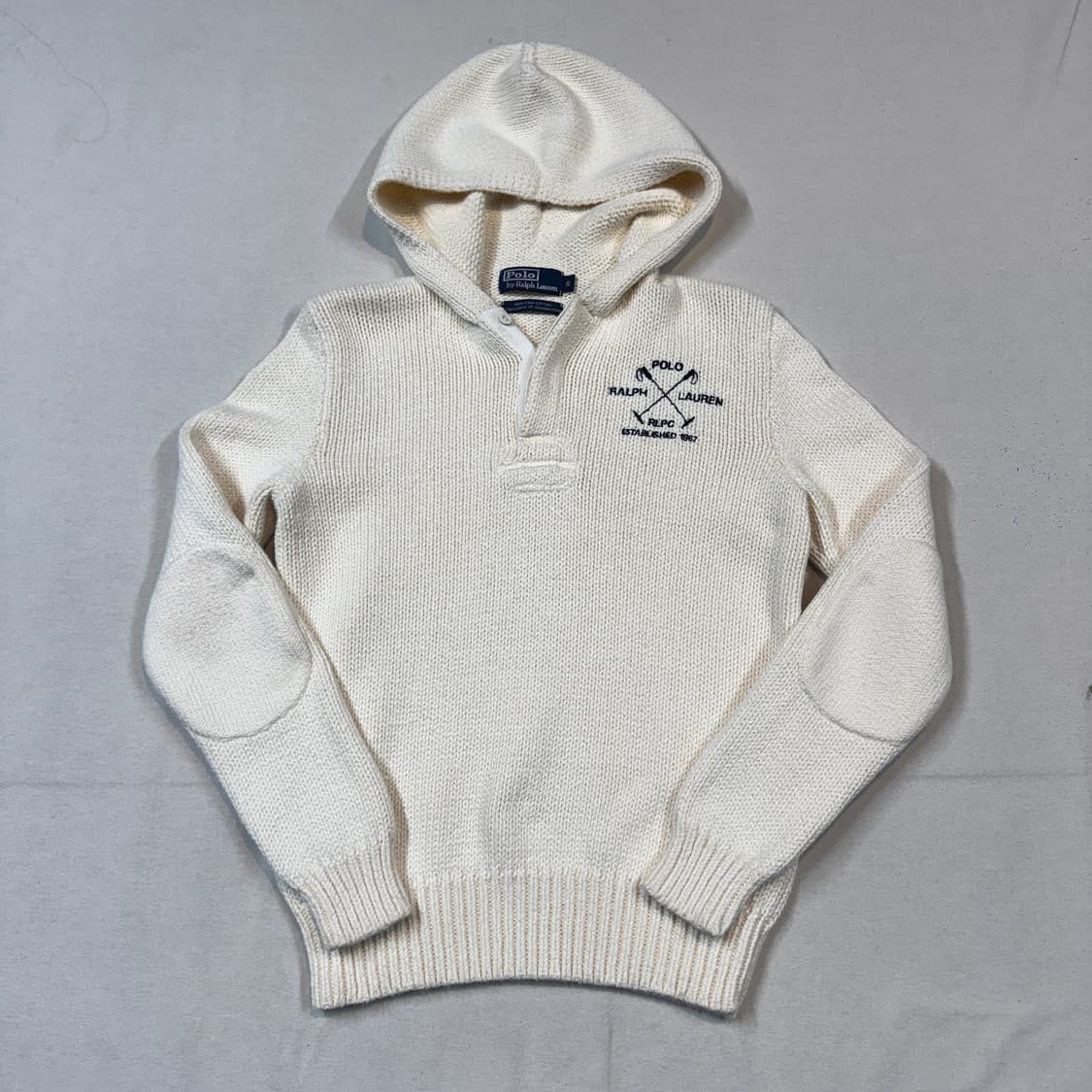 S) 폴로 랄프로렌 헤비코튼 후드 니트 아이보리 상품이미지1