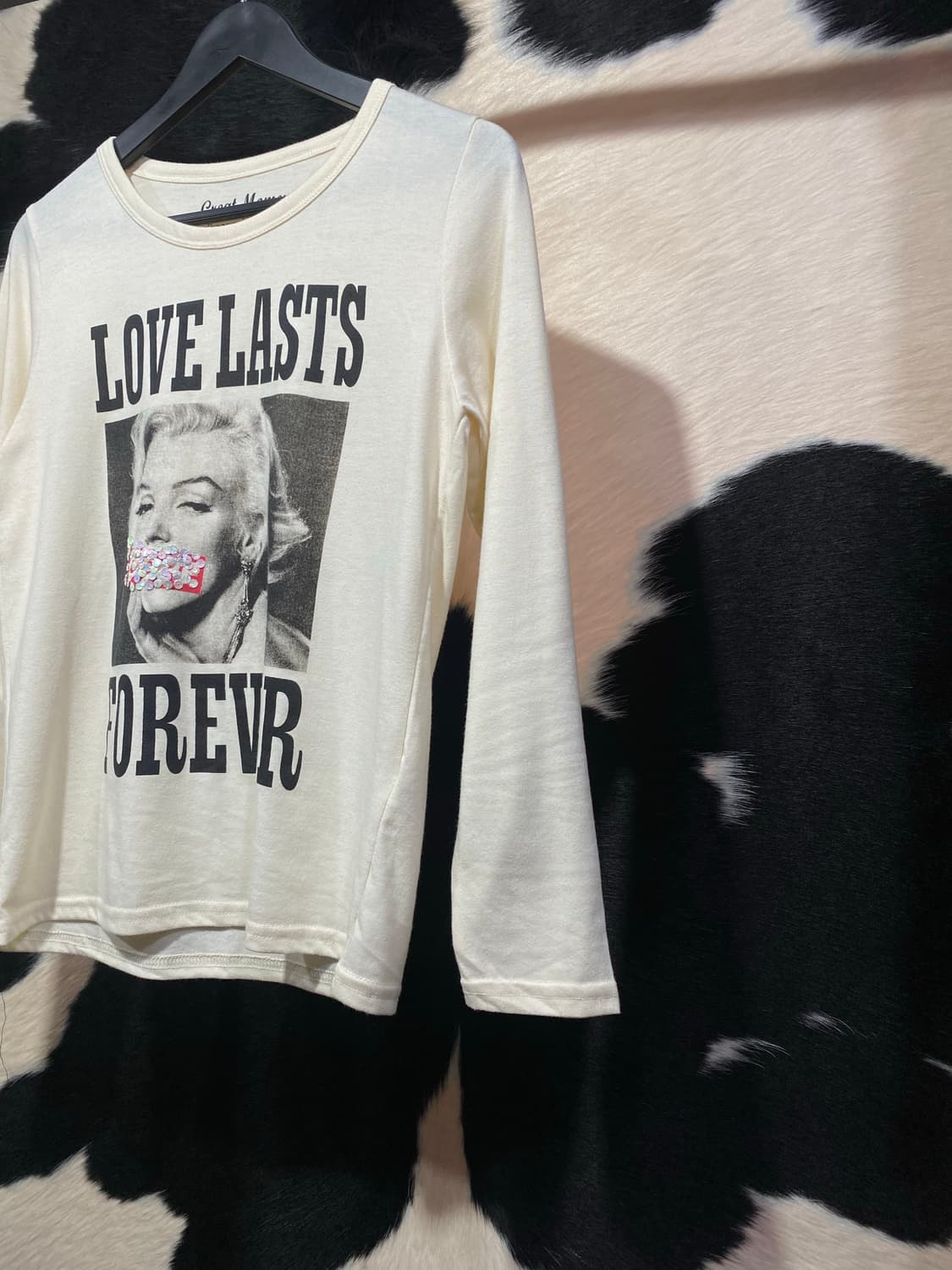 Japanese vtg 마릴린 먼로 프린팅 스팽글 롱슬리브 상품이미지4