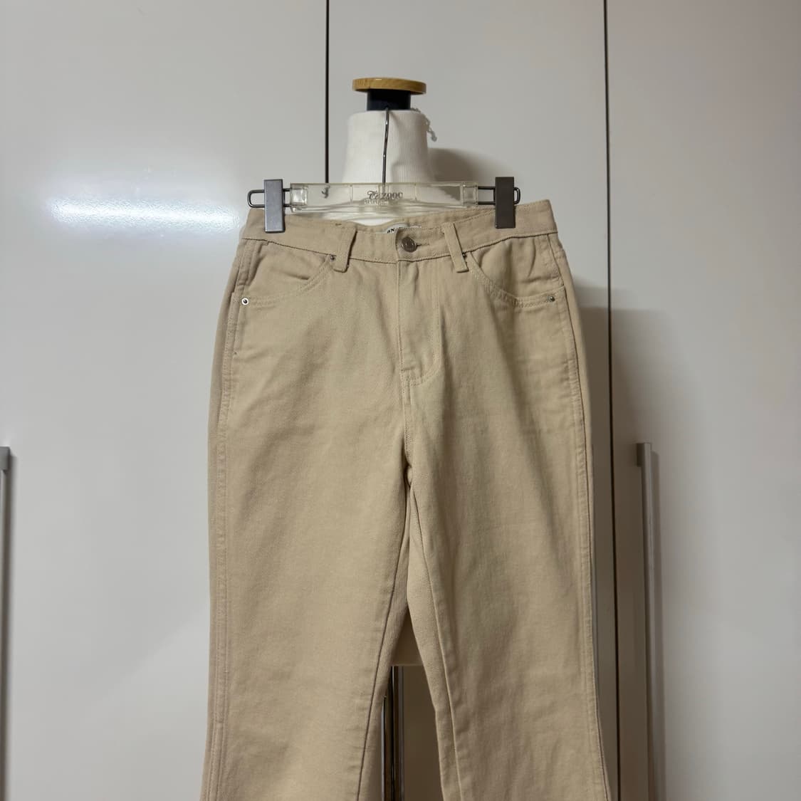 온업 베이지 면 부츠컷 바지 s 코튼팬츠 상품이미지3