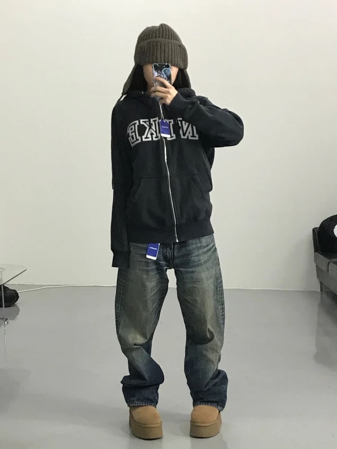 나이키 빅 로고 블랙 후드집업 상품이미지2