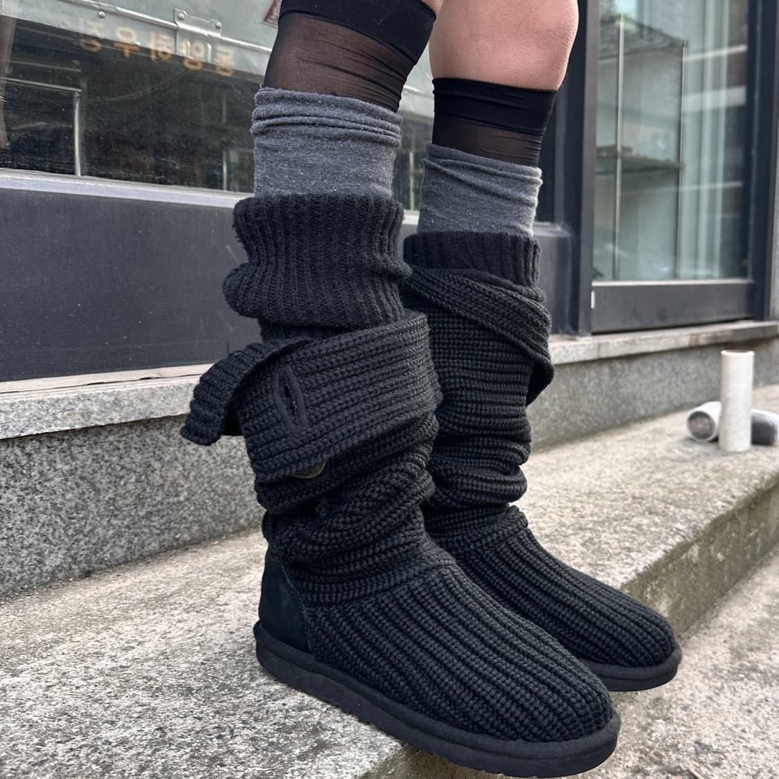 00s 블랙 니트 카디 어그 부츠 상품이미지3
