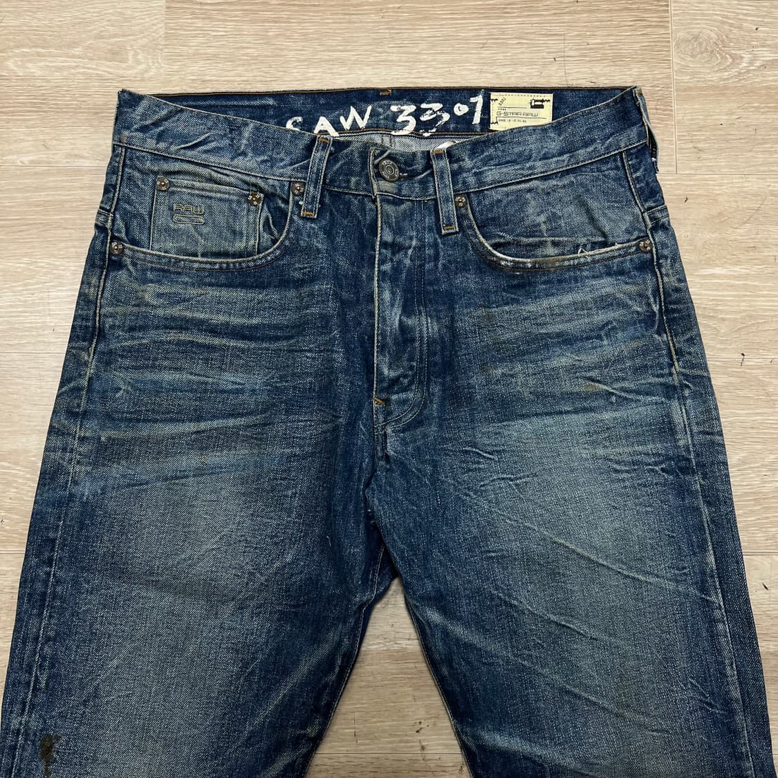 지스타로우 3301 워싱 스트레이트 데님진 청바지 [중청] 32 상품이미지2
