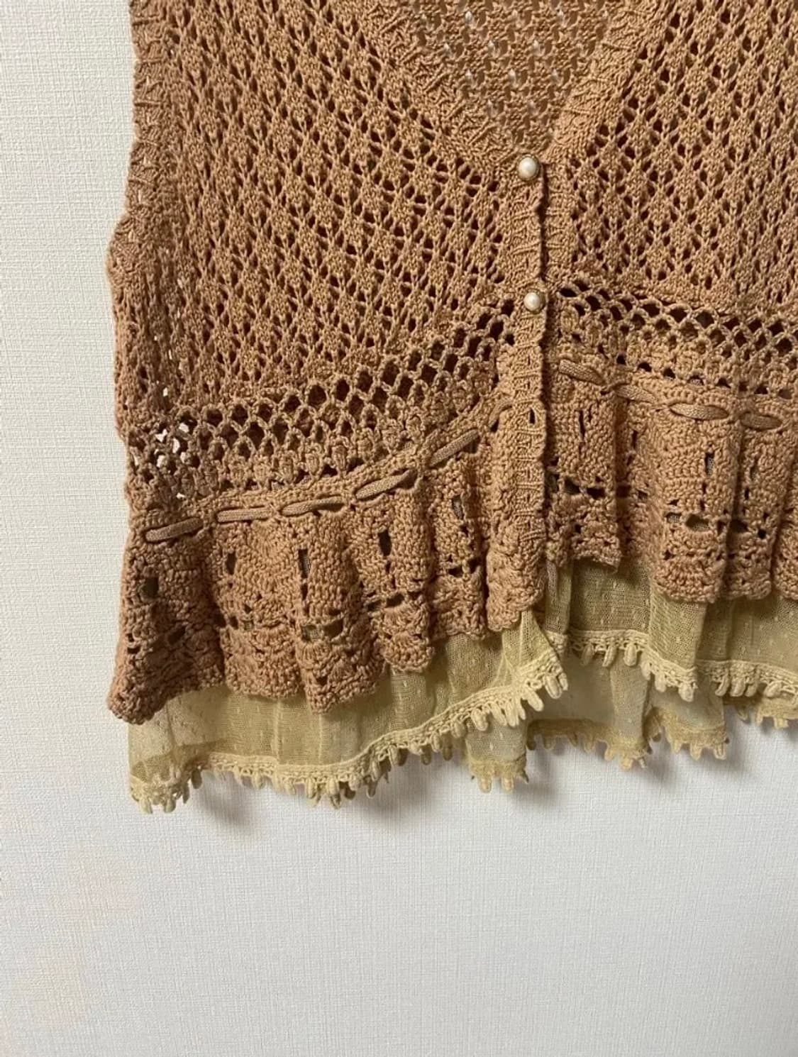 일본 빈티지 모리걸 레이스 민소매 가디건 조끼 상품이미지2