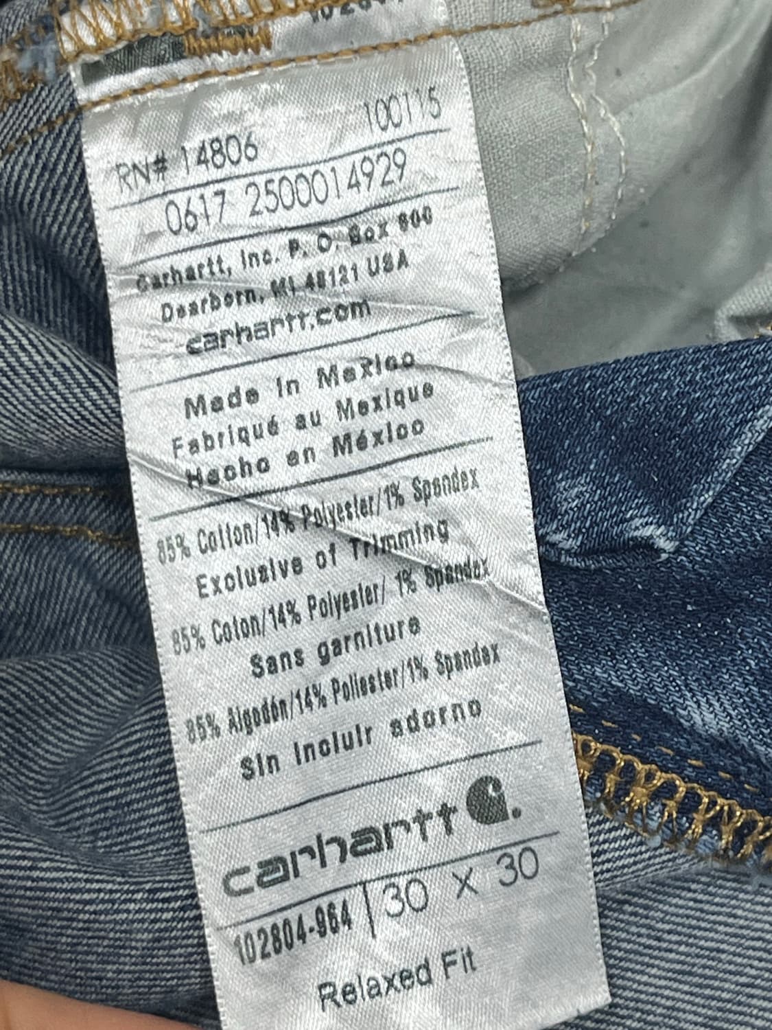 칼하트 릴렉스드핏 워싱 데님 팬츠 청바지 30인치 상품이미지7