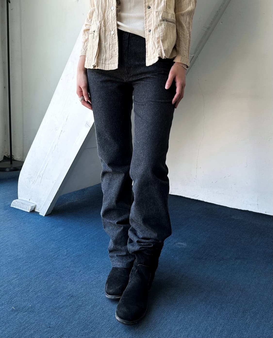 Brushed cotton denim straight pants 상품이미지9