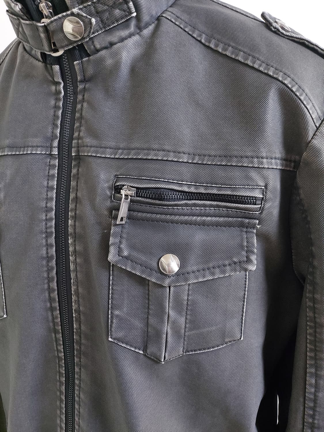 PU 코팅 워싱 빅사이즈 슬림 라이더 자켓 새상품(6XL)110~115 상품이미지4