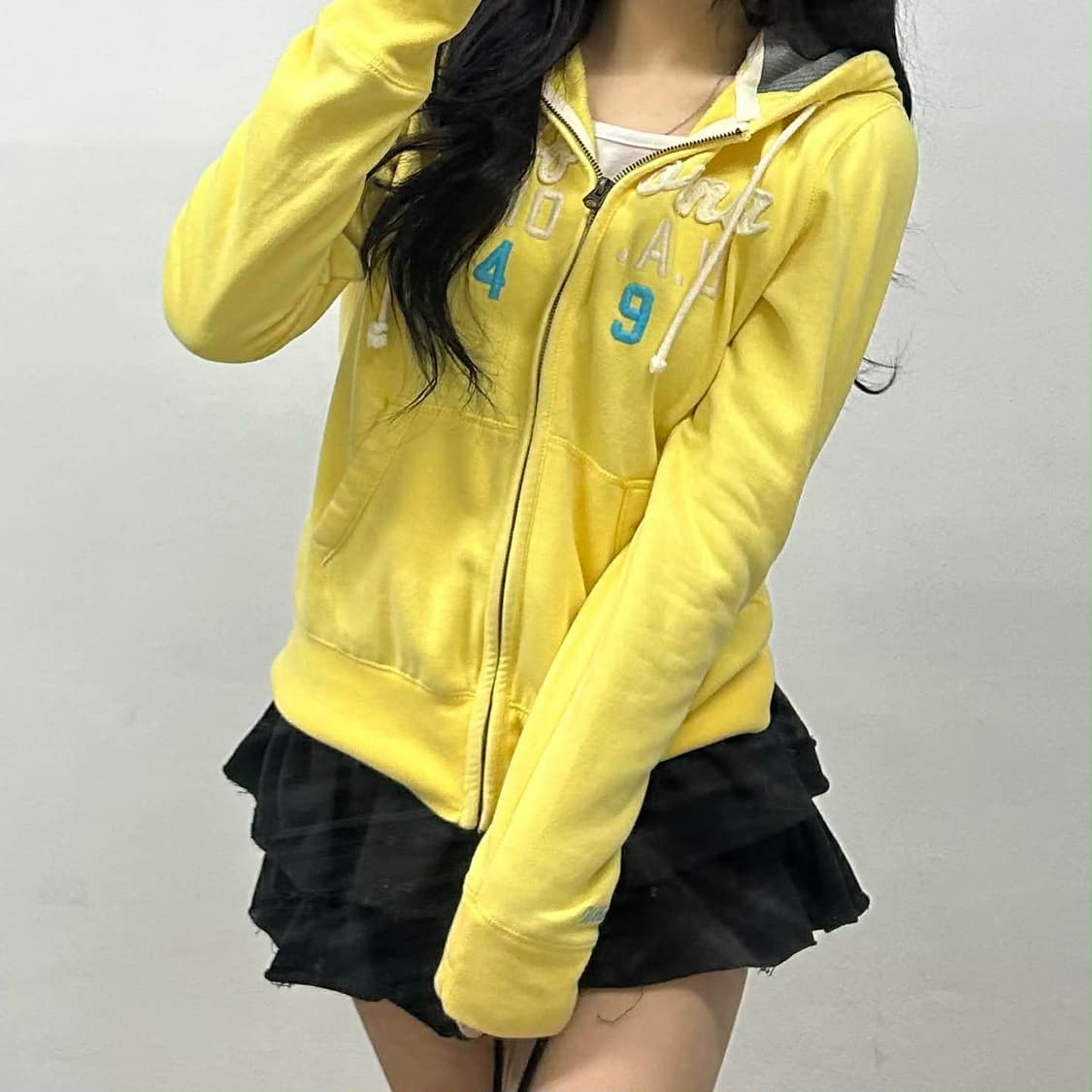 후아유 y2k 러블리힙 걸즈 스웻 후드집업 희귀져지(L) 상품이미지1