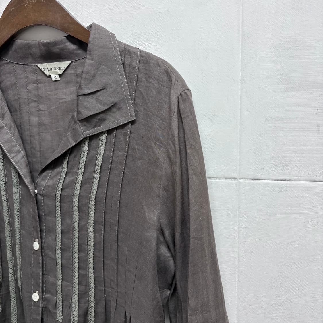 chrismontez 린넨 레이스 핀턱 페어리 블라우스 JPN 상품이미지3