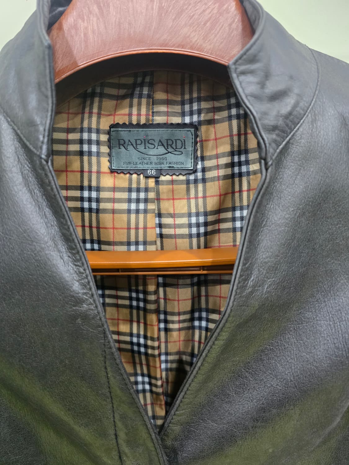 RAPISARDI 체크 안감 소가죽 코트 S 상품이미지5