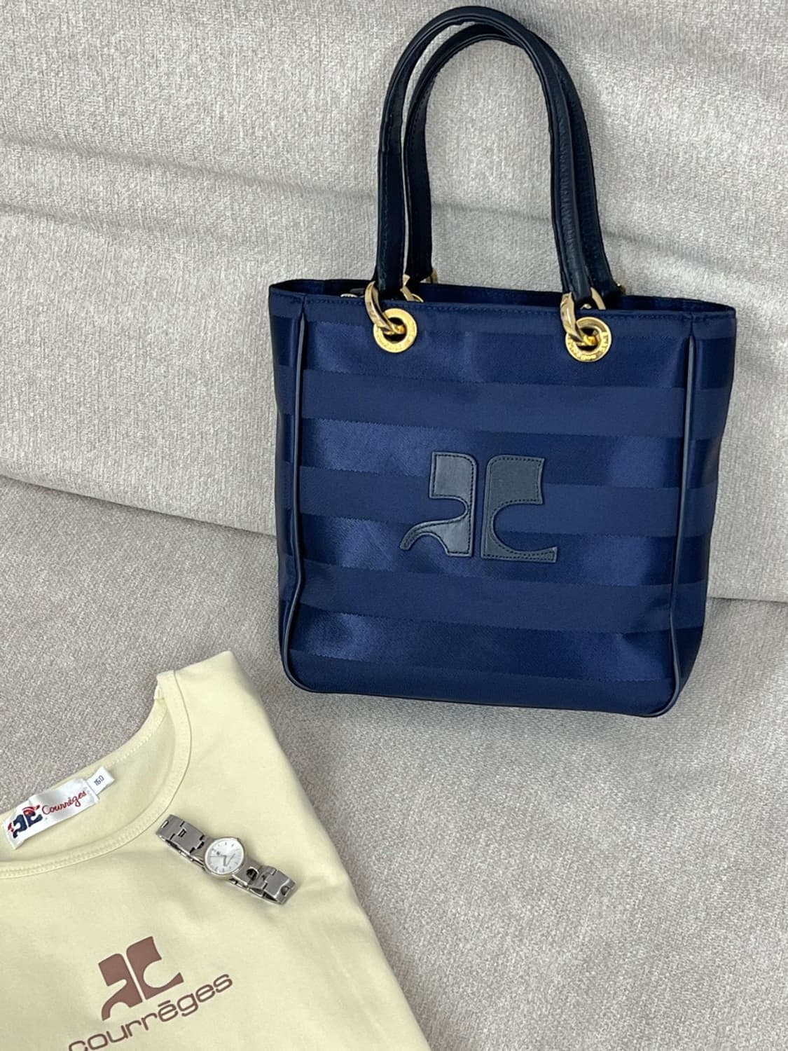  courreges / 꾸레쥬 네이비 스트라이프 토트백  상품이미지2