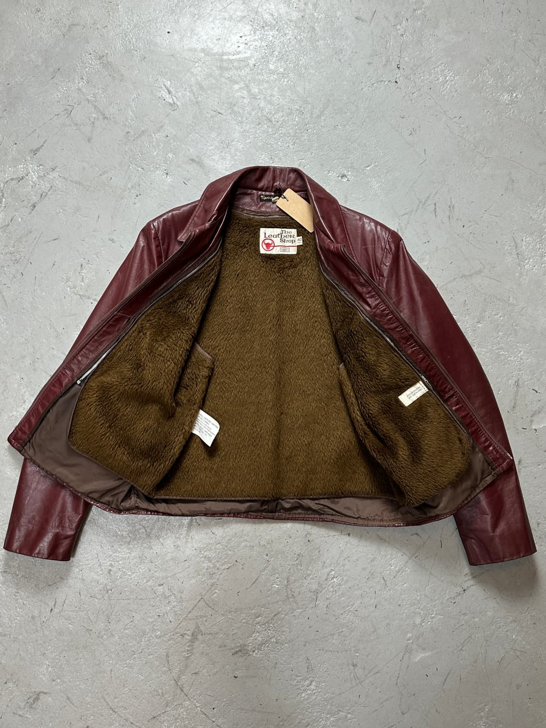 80’s 빈티지 시어스 버건디 크롭 레더자켓 파이트 클럽 상품이미지8