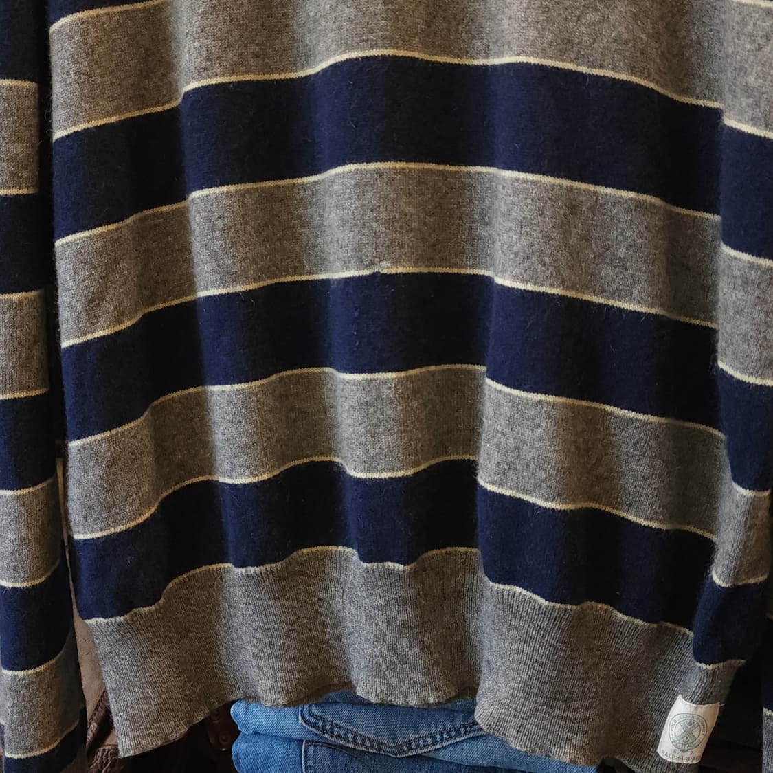 90s 폴로 캐시미어 니트 클래식 니트 스트라이프 패턴 XL 상품이미지7