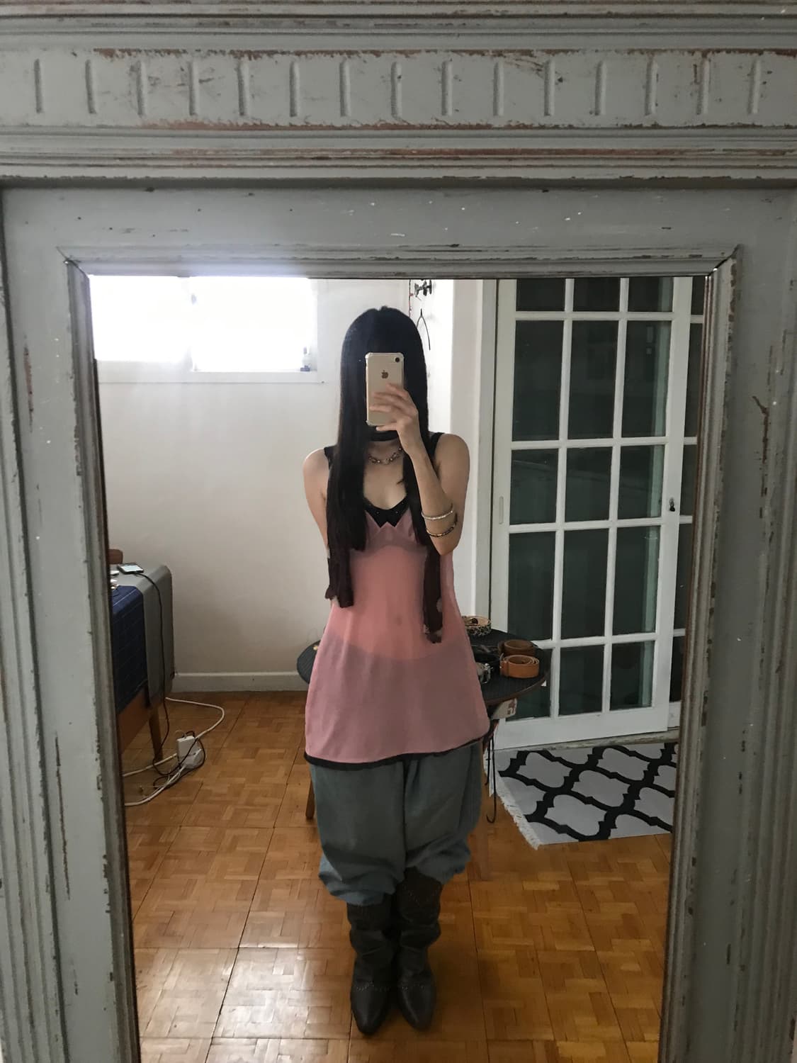 vintage pink see-through sleeveless 상품이미지2