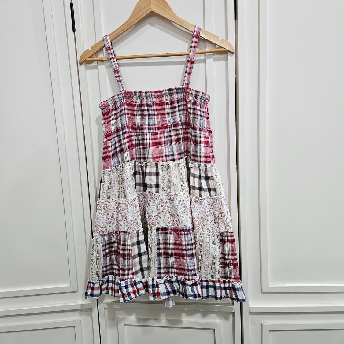 체크/패치플라워 미니 원피스 상품이미지4