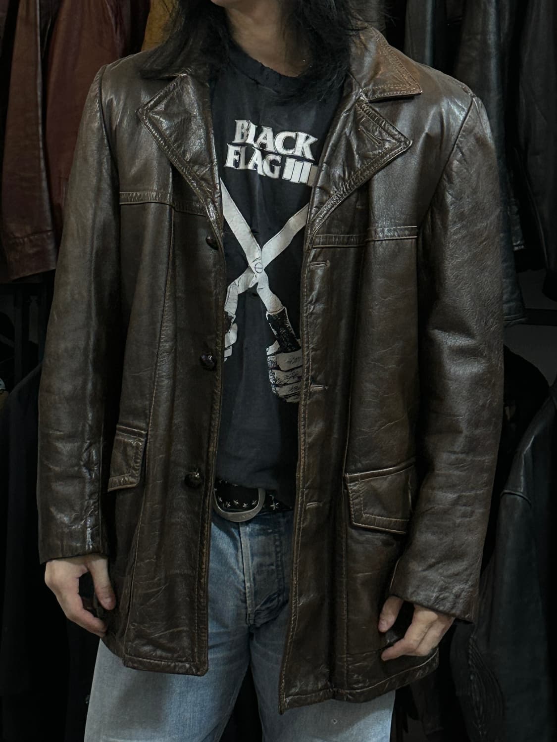 80's 빈티지 시어스 레더 카코트 빈티지 레더 코트 블레이저 상품이미지2