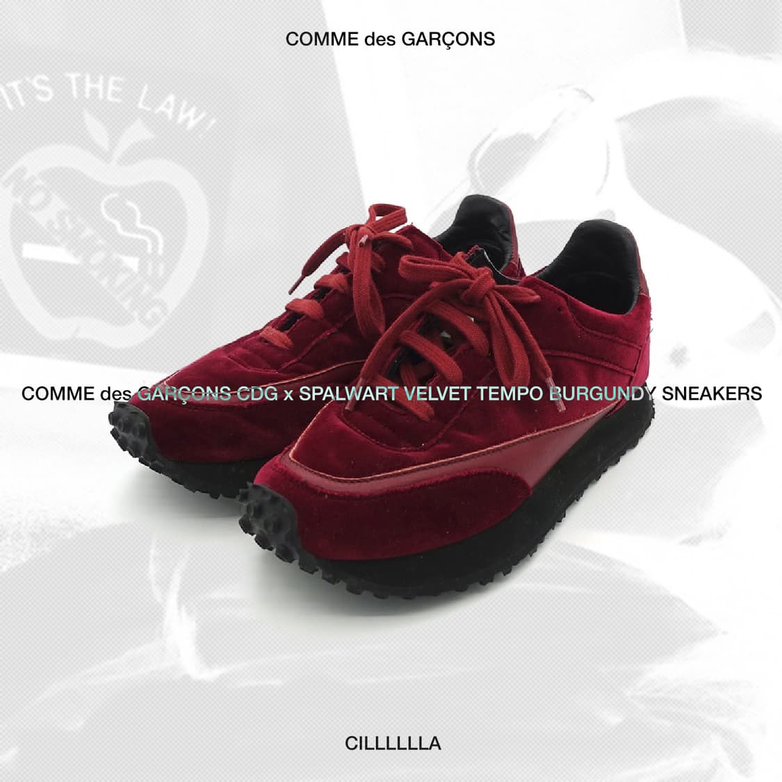 CDG x Spalwart 꼼데가르송 스파워트 벨벳 템포 버건디 스니커즈 상품이미지1