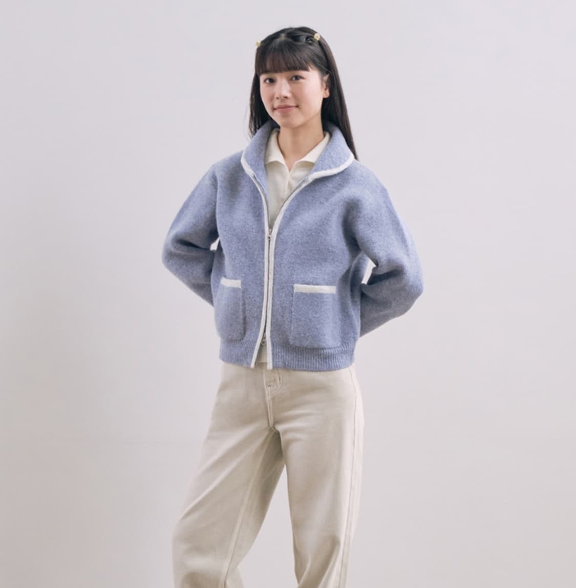 커버낫 우먼 플러피 집업가디건 상품이미지1