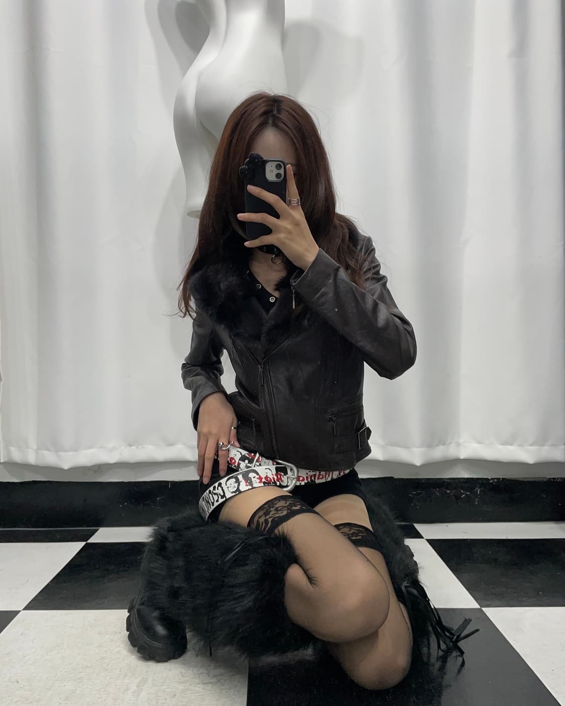 🎸다크 브라운 퍼 레더 자켓🎸 상품이미지3