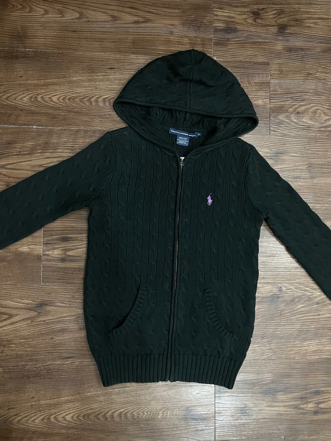 폴로 랄프로렌 블랙 케이블 니트 후드집업 상품이미지1