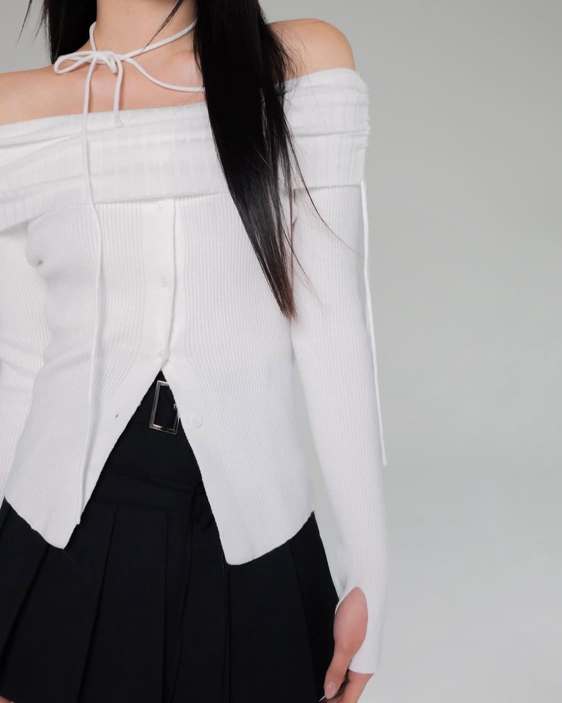 뉴얼린 오프숄더 니트 화이트  상품이미지2