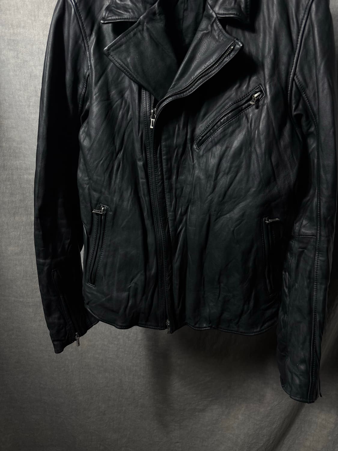 Shellac Cowhide Double Zipper Jacket 상품이미지4