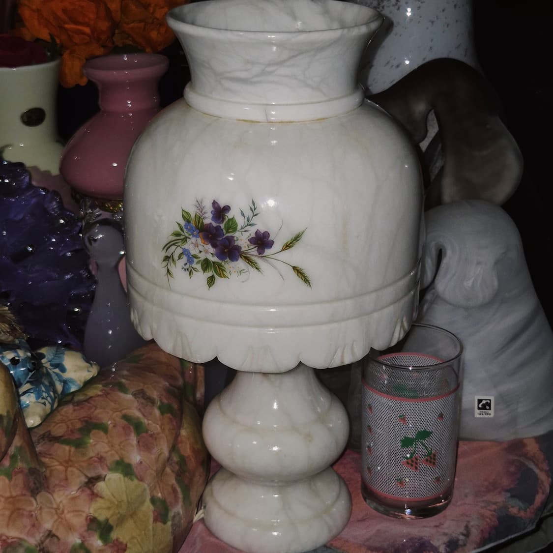 70s 스페인 알라바스타 플로랄 레이스 스탠드 램프 상품이미지8