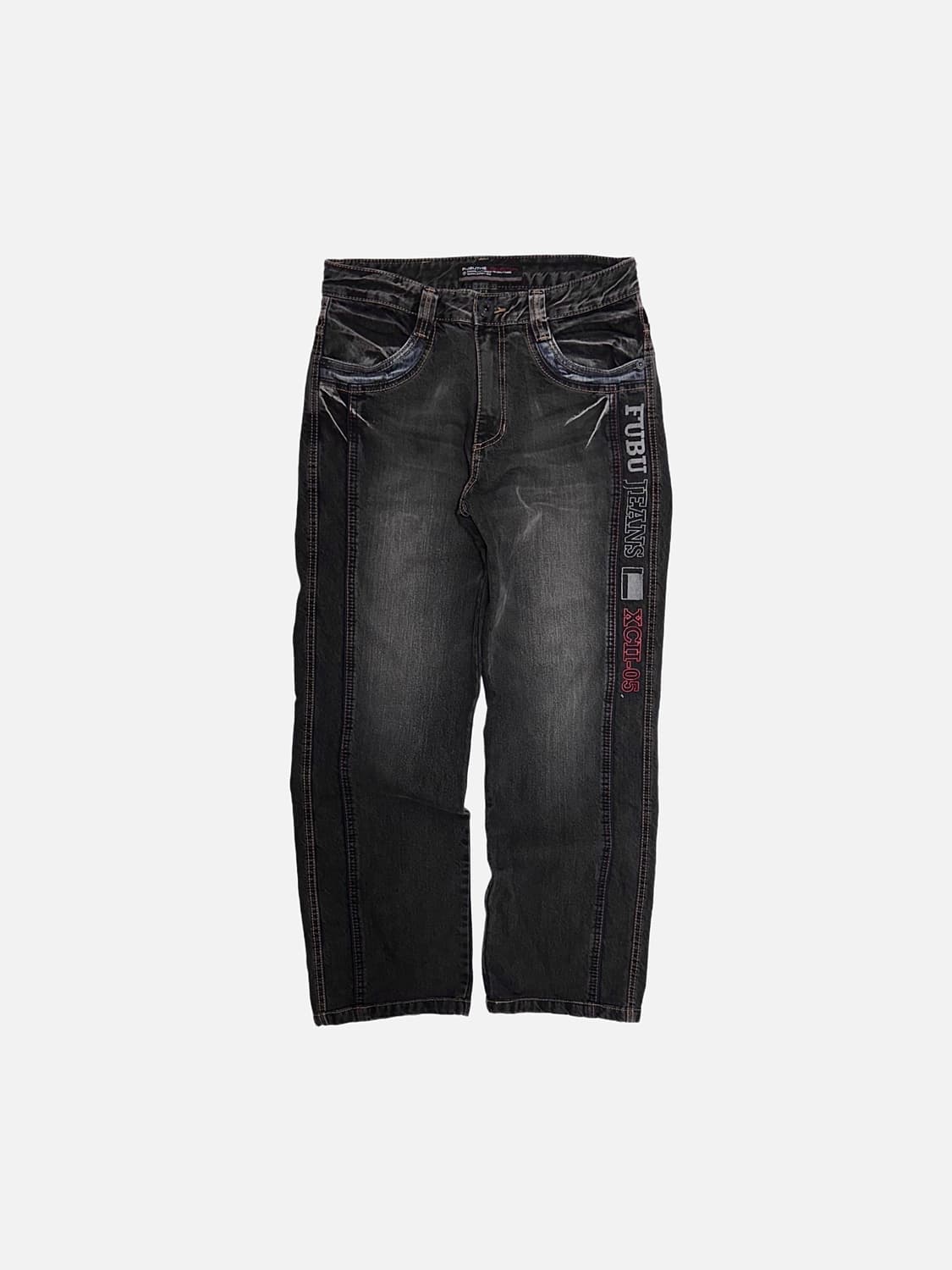 FUBU 후부 00s 워싱 데님 팬츠 흑청 상품이미지1