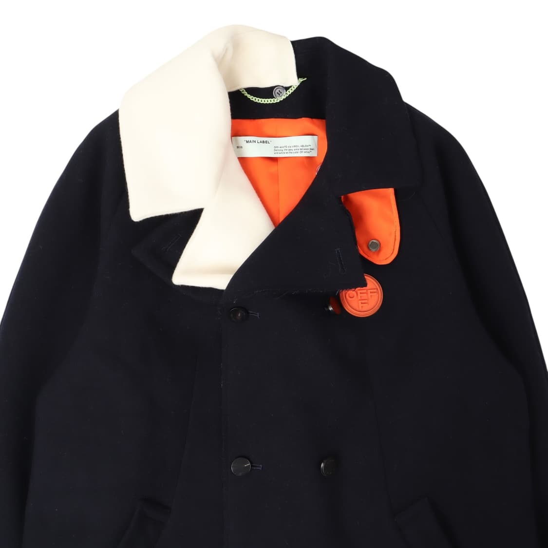 오프화이트 더블 패브릭 omea 제티드 포켓 헤비 울 롱 코트 상품이미지3