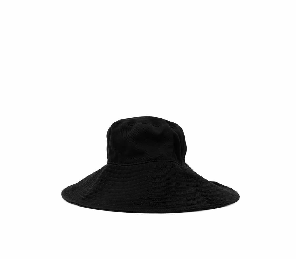 [S] 미우미우 로고 드릴 자수 코튼 데님 버킷햇 모자 블랙 화이트 상품이미지3
