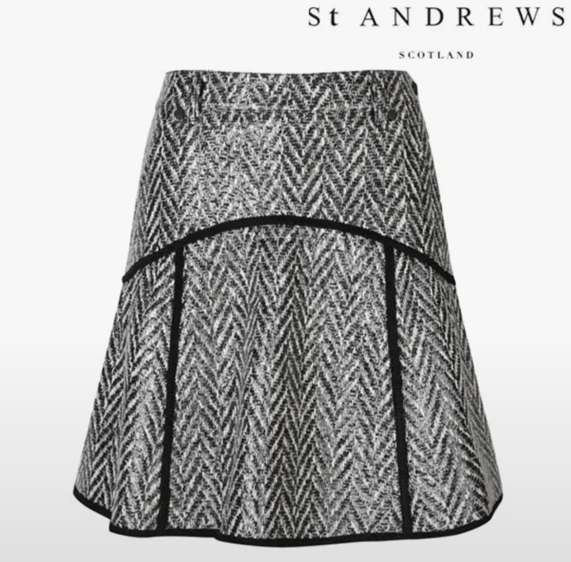 [세인트앤드류스] 여성 블랙 라인 포인트 큐롯 골프 롱 스커트 상품이미지1