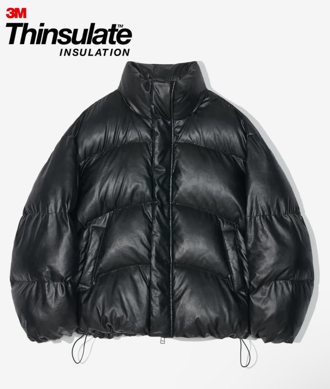 [비건 레더] 3M 신슐레이트 페더리스 푸퍼 숏패딩 블랙 상품이미지1