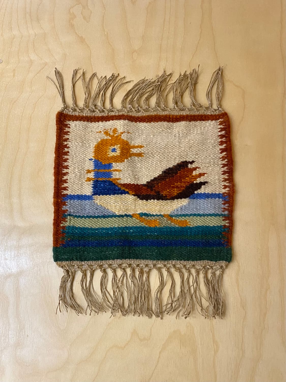 VTG hand made bird rug 빈티지 핸드메이드 새 러그 상품이미지1