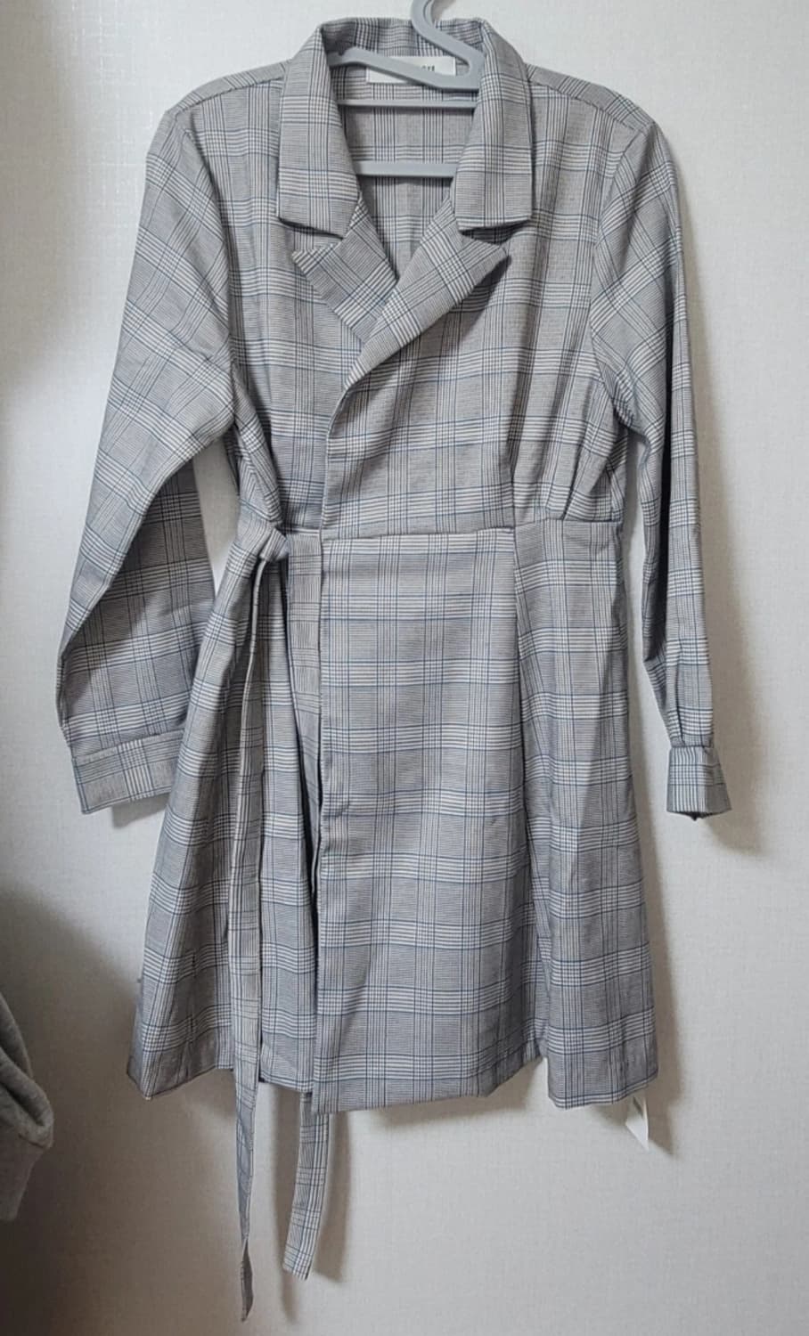 체크 랩 미니 원피스 그레이 상품이미지1