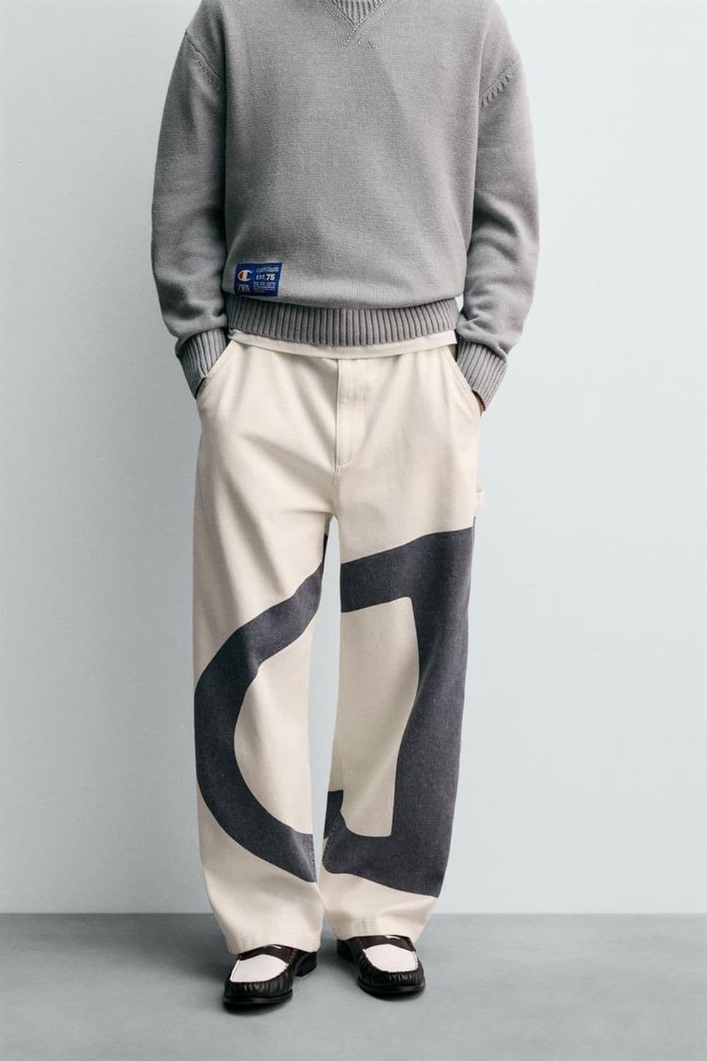 자라 X 챔피온 컨트래스트 로고 팬츠 새상품 상품이미지3