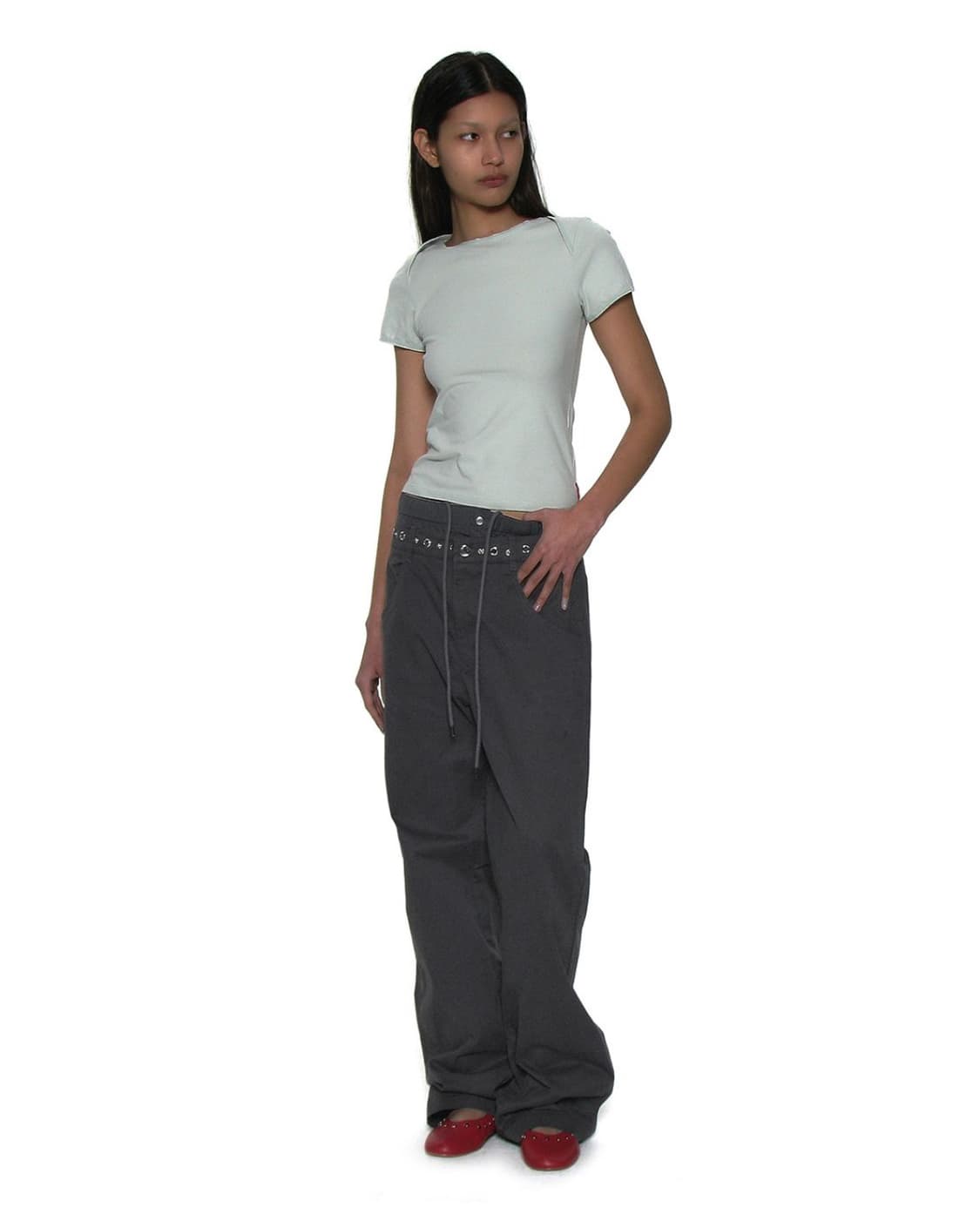파르티멘토 우먼 2WAY DOUBLE WAIST PANTS 차콜 상품이미지3