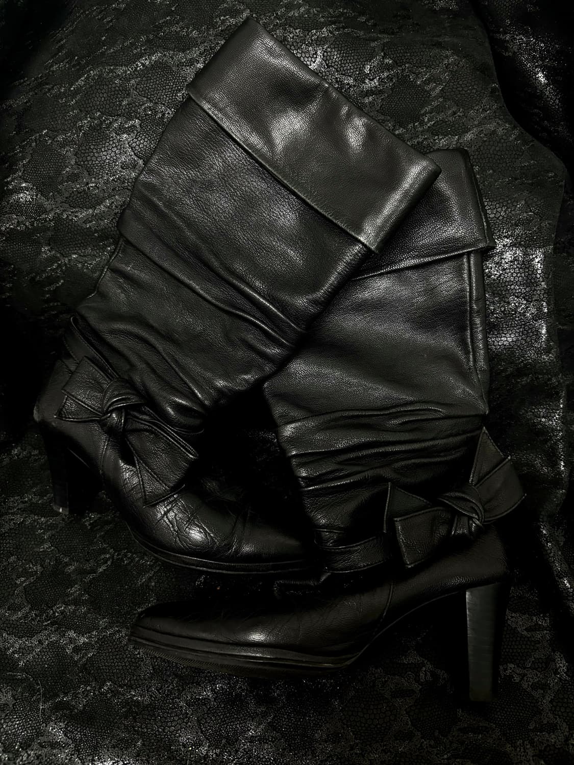 “Vintage”Y2K Design Ribbon Detail Black  상품이미지2