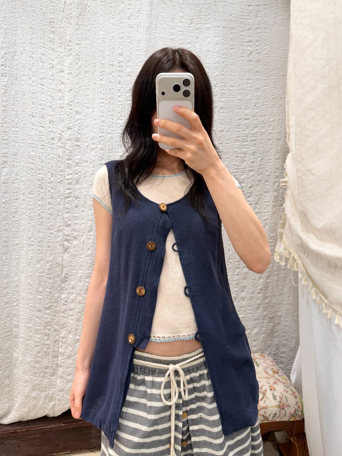 navy&oak knit vest 상품이미지3