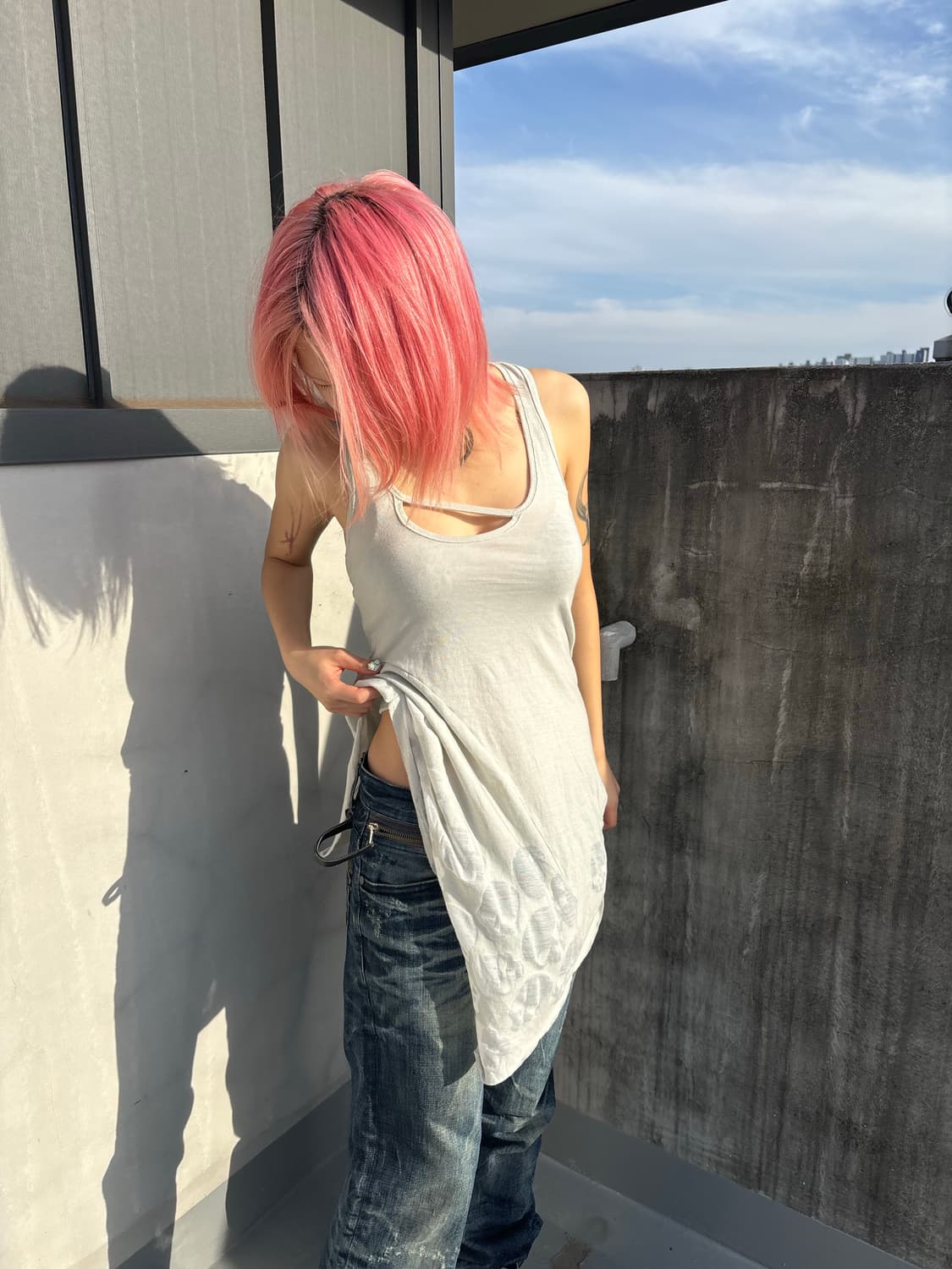 (Japanese vintage) 해골 시스루 나시탑 갸루 상품이미지4