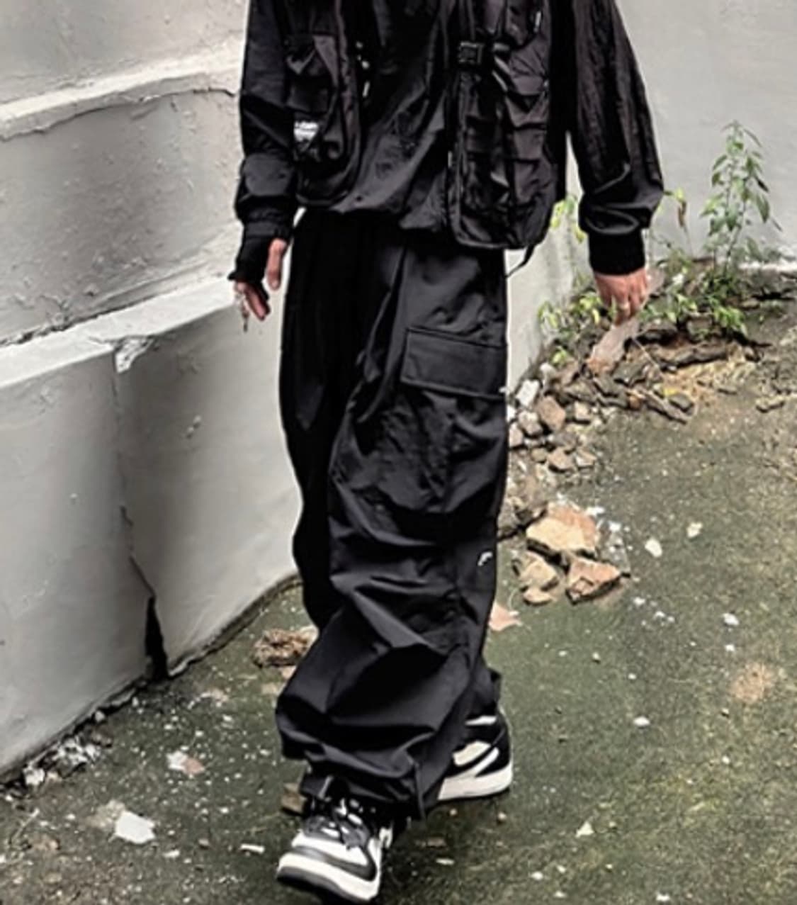 나일론 와이드 벌룬 팬츠 블랙 상품이미지1